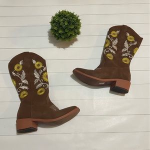 Western Embroidered Floral Sunflower Cowboy Cowgirl Boots Women’s Size 6